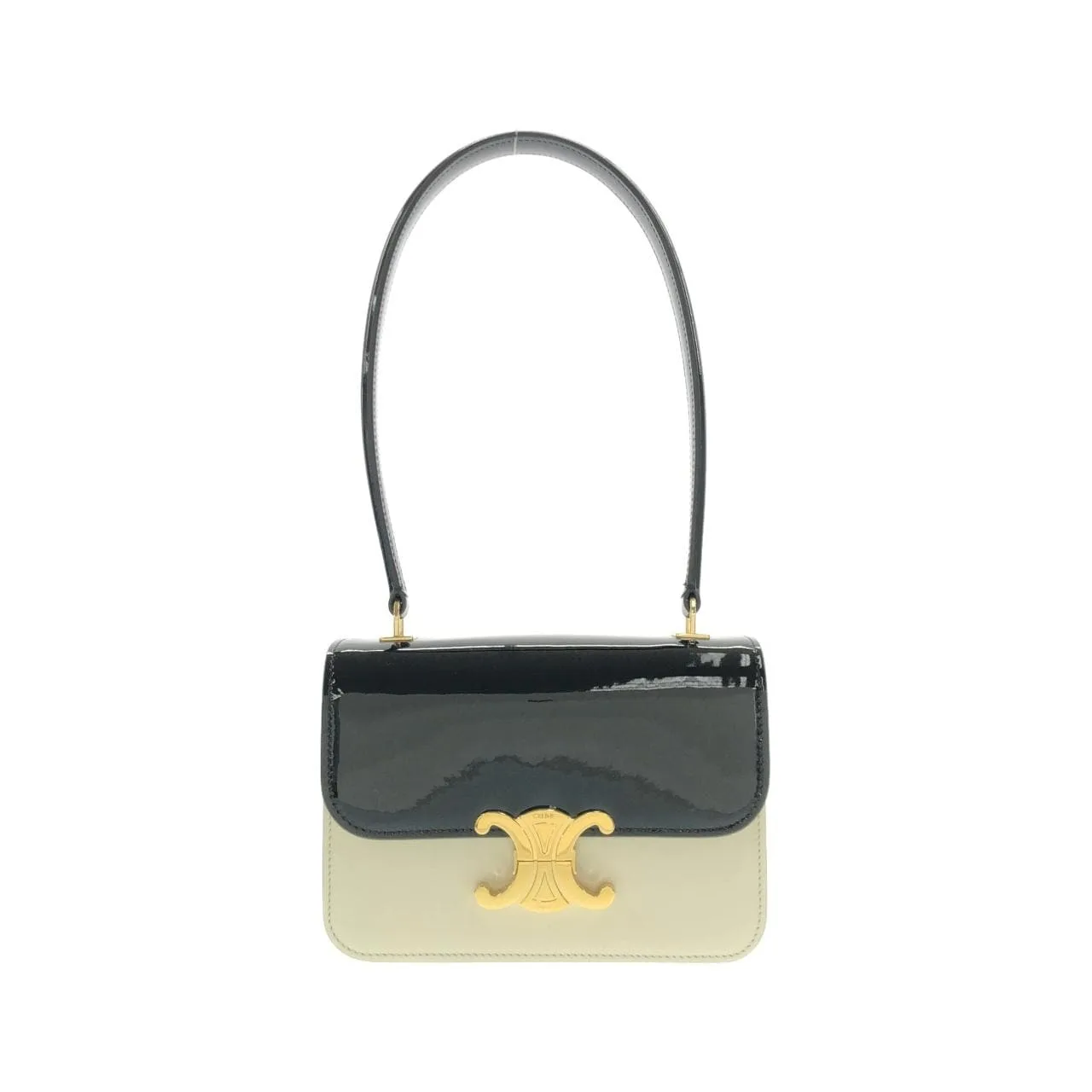 CELINE Cabas 118053GCO Shoulder Patent Leather Black