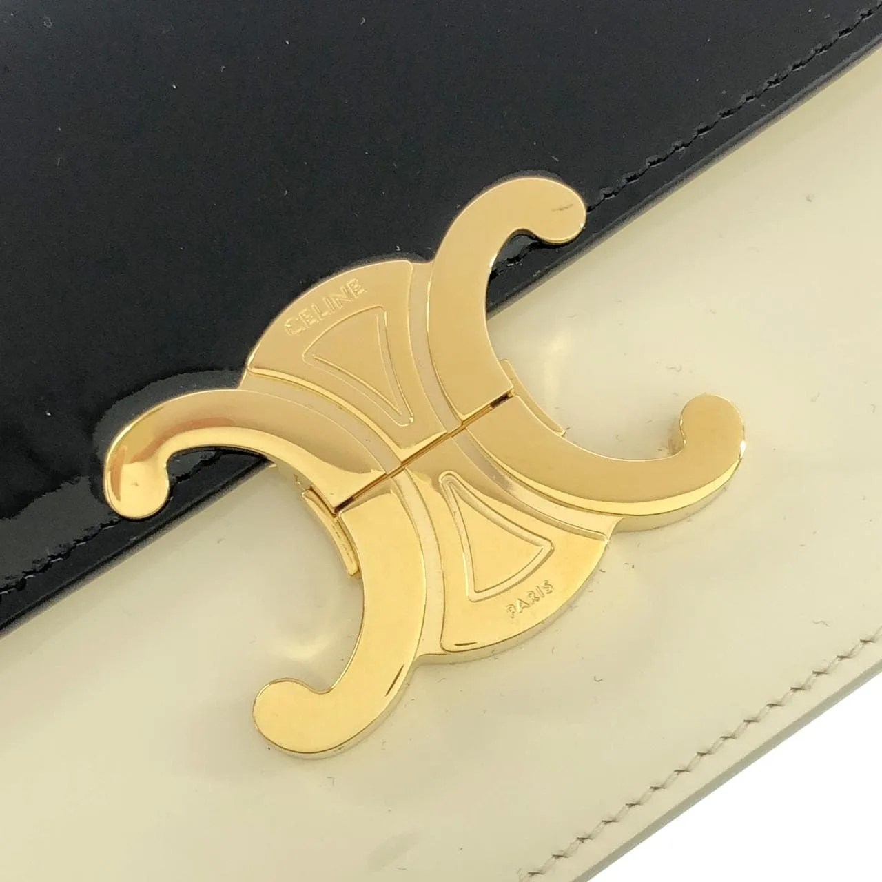 CELINE Cabas 118053GCO Shoulder Patent Leather 黑色 漆皮 中古品A - 縮圖 4