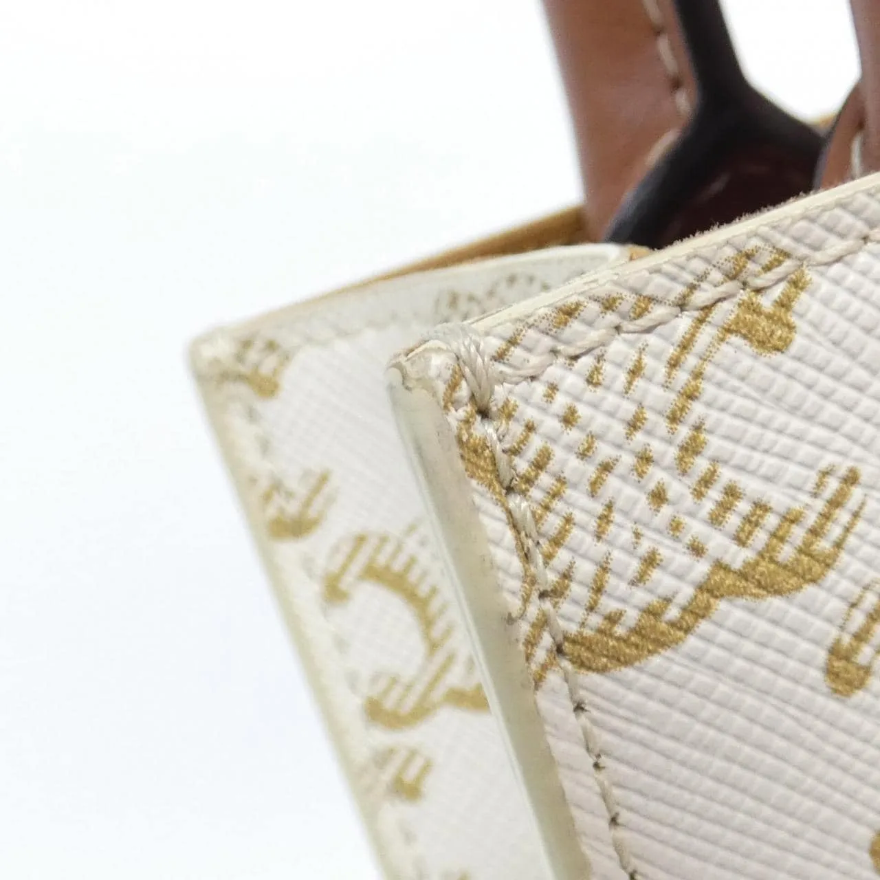 CELINE Cabas 194372BZK Handbag Canvas 白色 帆布 中古品A - 縮圖 5