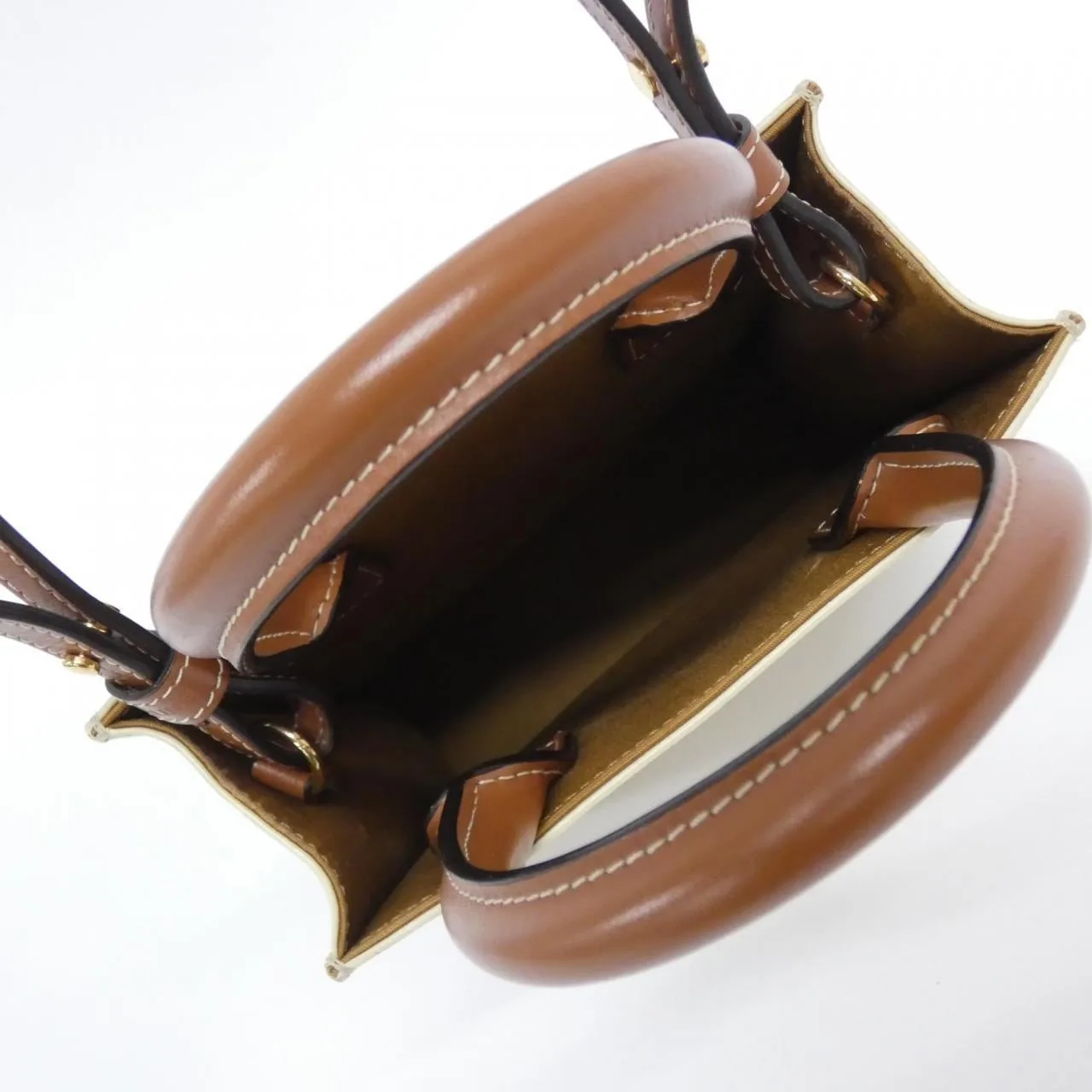 CELINE Cabas 194372BZK Handbag Canvas 白色 帆布 中古品A - 縮圖 7