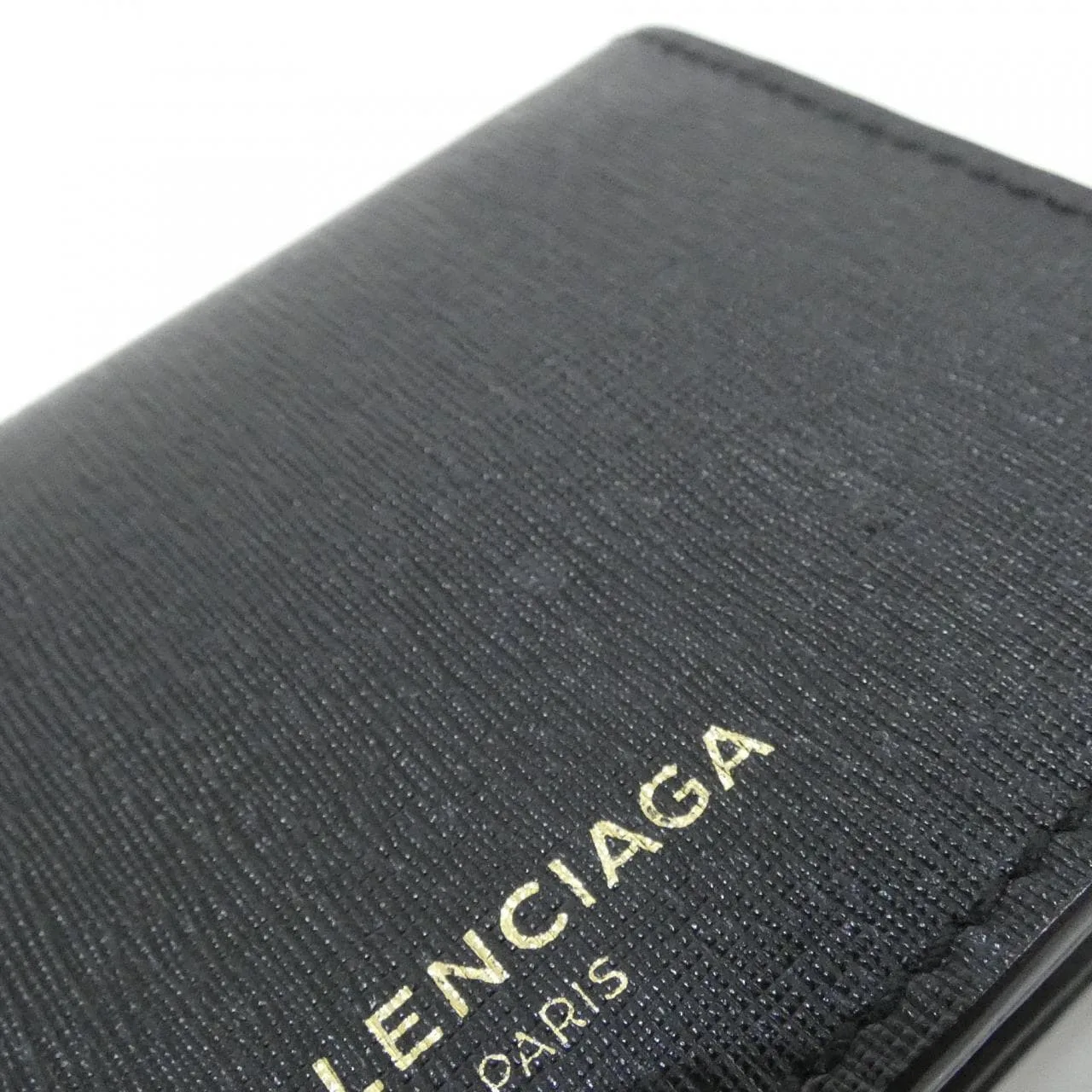 BALENCIAGA 440620 DLK0N Card Case Leather Black Leather Rank A - Thumbnail 4