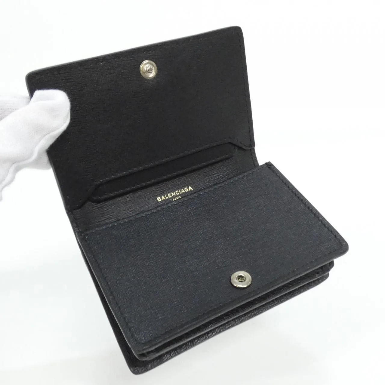 BALENCIAGA 440620 DLK0N Card Case Leather Black Leather Rank A - Thumbnail 6