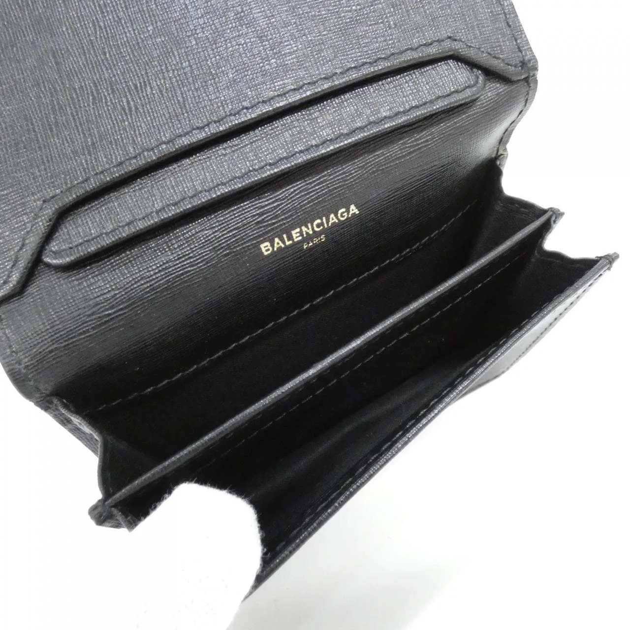 BALENCIAGA 440620 DLK0N Card Case Leather Black Leather Rank A - Thumbnail 8