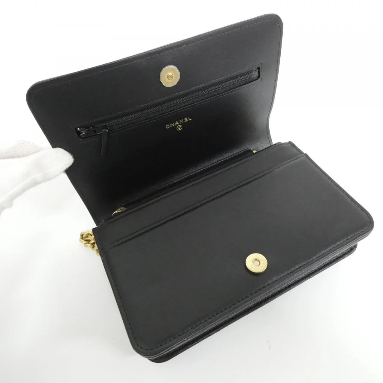 CHANEL Boy Chanel AP1117 Wallet Grained Calfskin 黑色 荔枝紋牛皮 中古品A - 縮圖 7