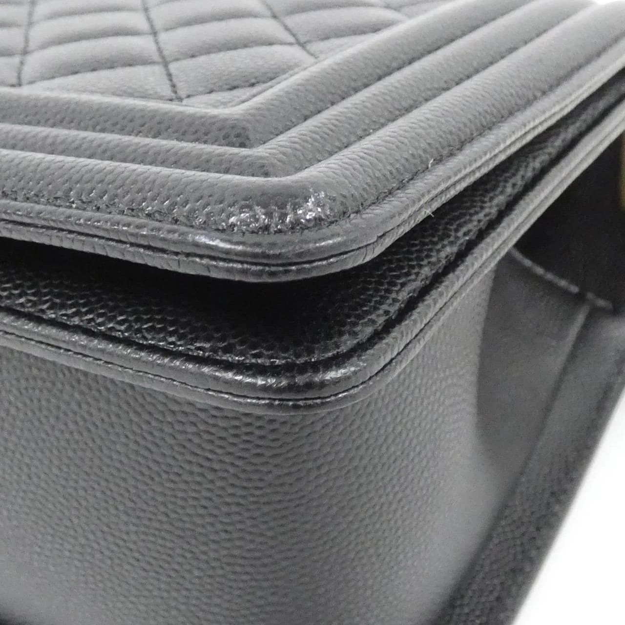 CHANEL Boy Chanel 67086 Shoulder Grained Calfskin Black Grained Calfskin - Thumbnail 3