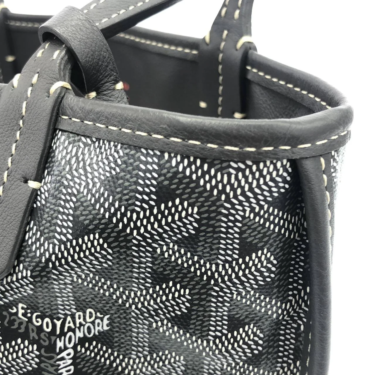 GOYARD Anjou Handbag Canvas 灰色 帆布 中古品A - 縮圖 3