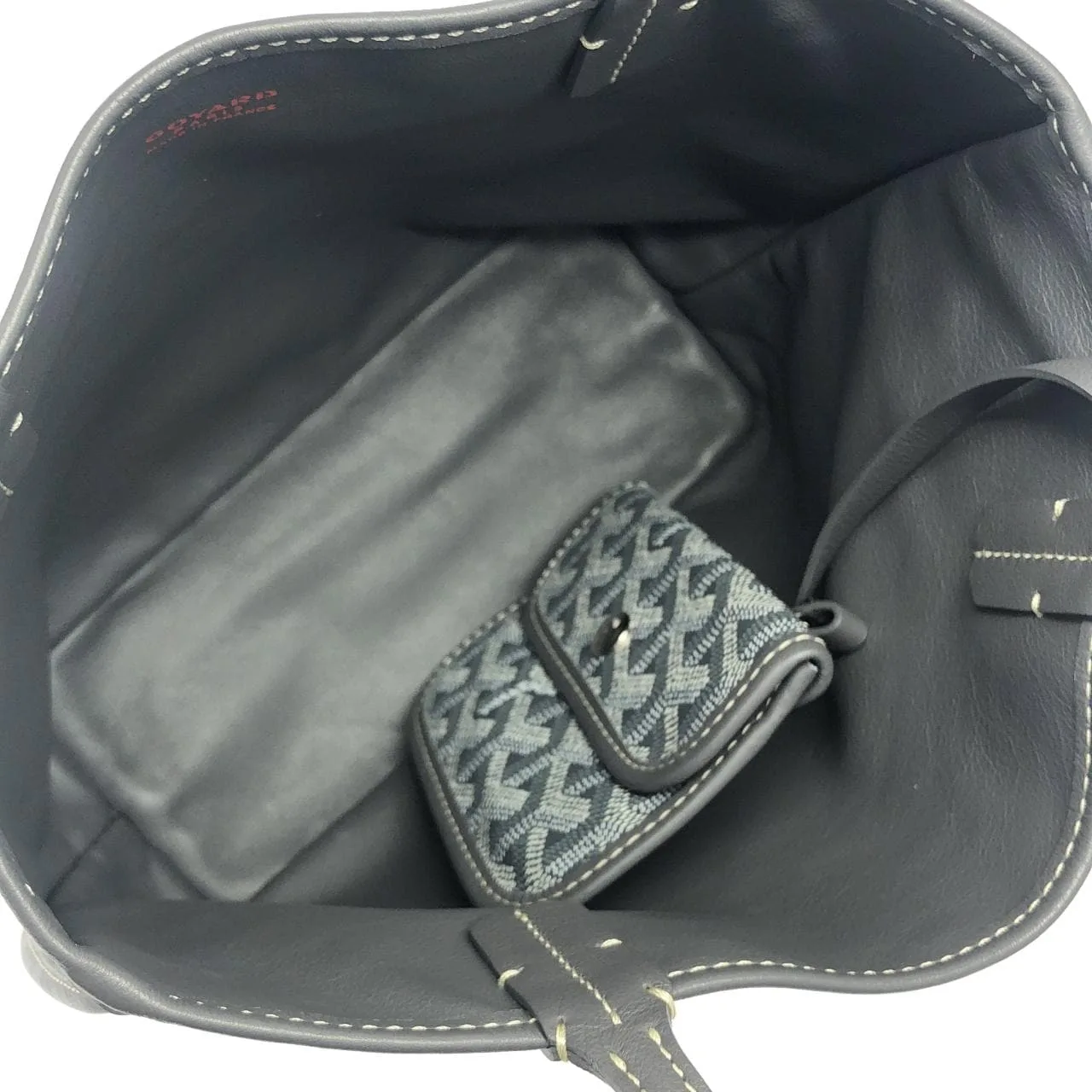 GOYARD Anjou Handbag Canvas 灰色 帆布 中古品A - 縮圖 7