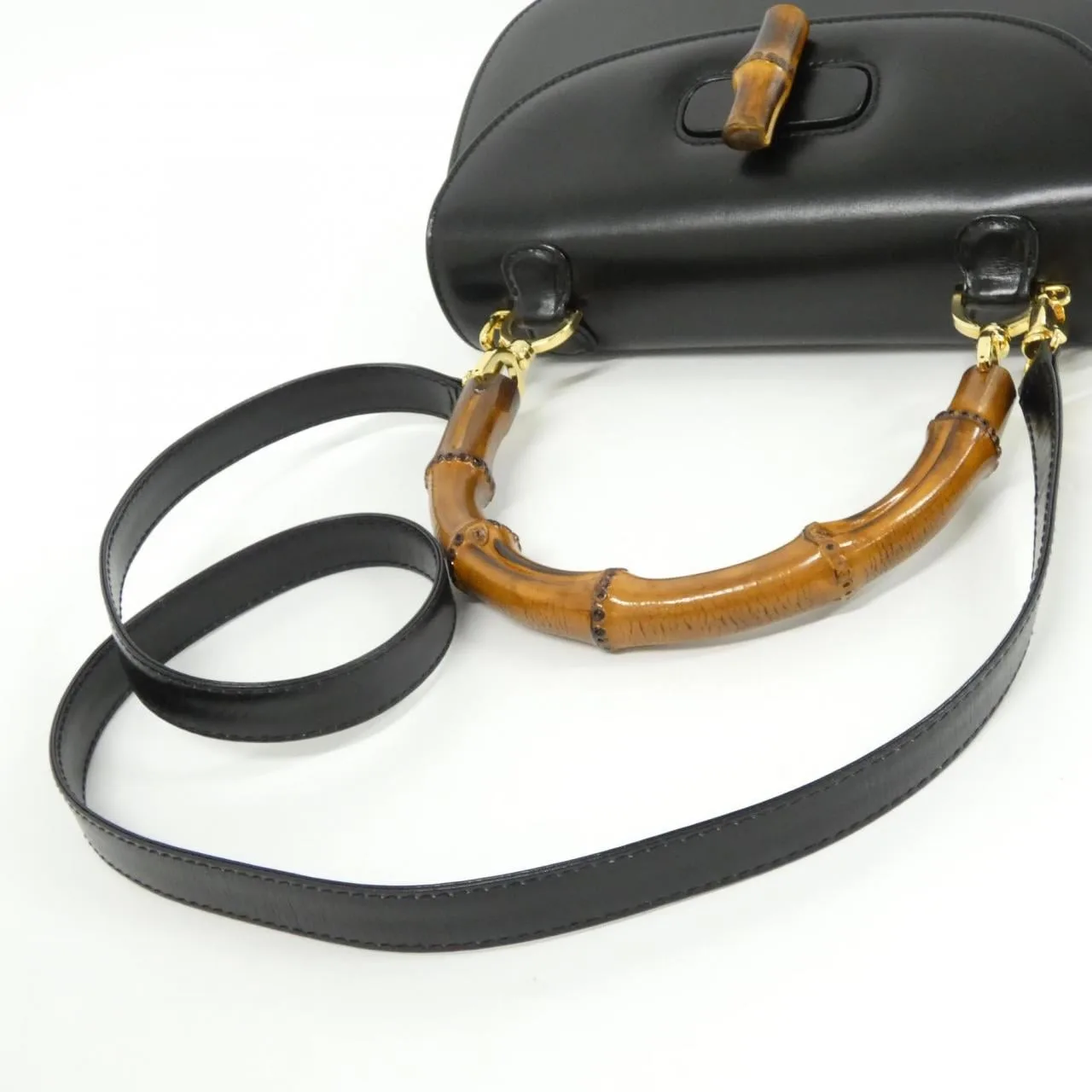 GUCCI 000 2046 Handbag Leather 黑色 皮革 中古品A - 縮圖 8