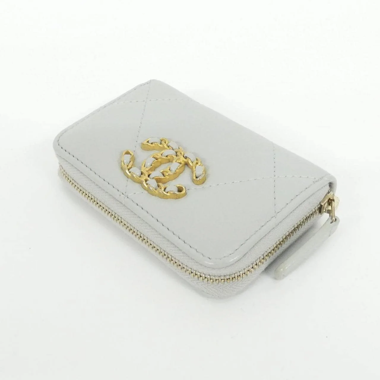 CHANEL Chanel 19 AP0949 Coin Case Lambskin Grey Lambskin Rank A - Thumbnail 3