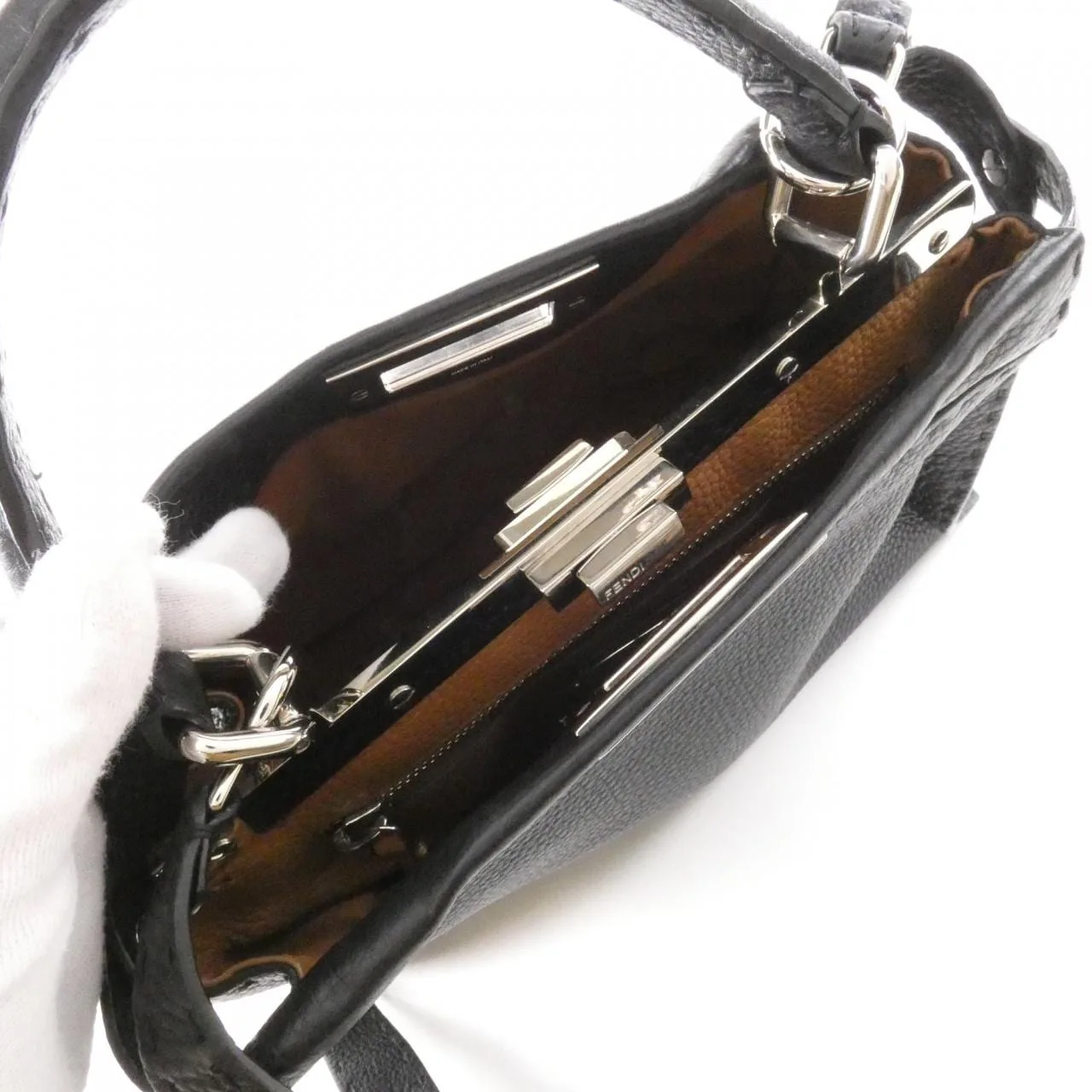 FENDI Peekaboo 8BN290 Q0J Handbag Black Rank A - Thumbnail 5