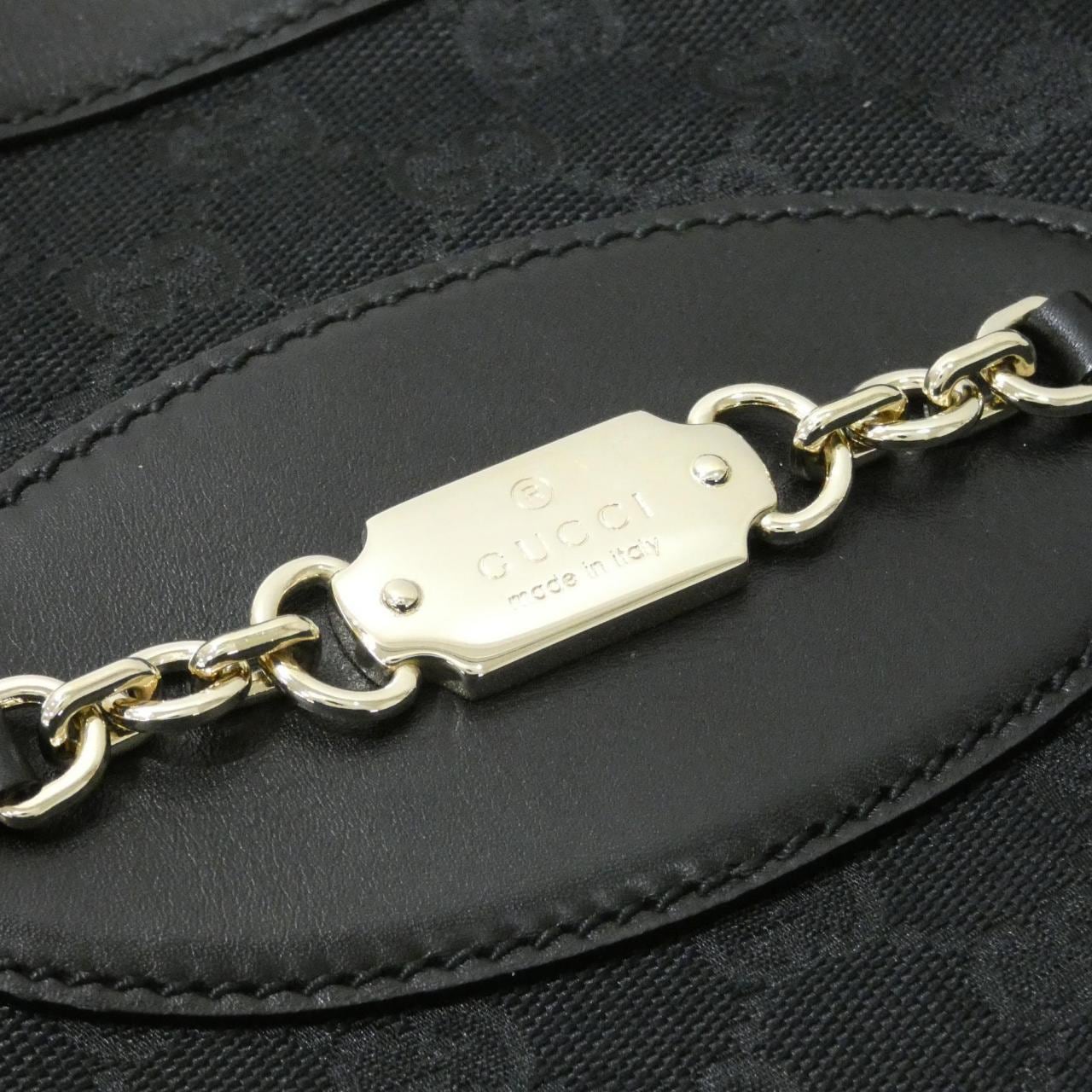 GUCCI 145993 Handbag Canvas 黑色 帆布 中古品A - 縮圖 6