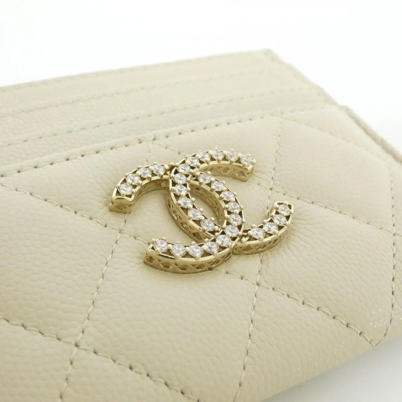 CHANEL AP4563 Card Case Grained Calfskin 米色 荔枝紋牛皮 中古品A - 縮圖 3