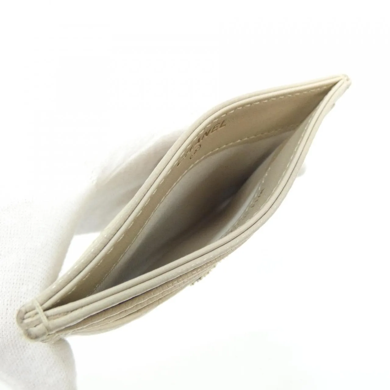 CHANEL AP4563 Card Case Grained Calfskin 米色 荔枝紋牛皮 中古品A - 縮圖 5