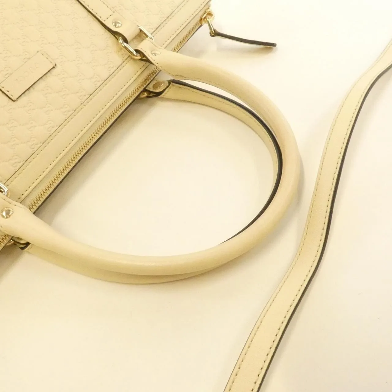 GUCCI GG Supreme 449656 Handbag Leather White Leather Rank B - Thumbnail 6