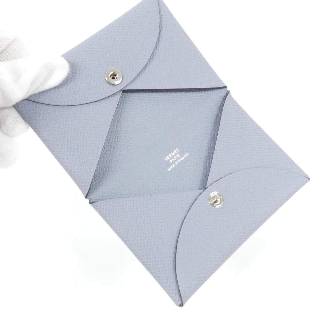 HERMES 044164CK Card Case Epsom 藍色 Epsom 皮 中古品A - 縮圖 4