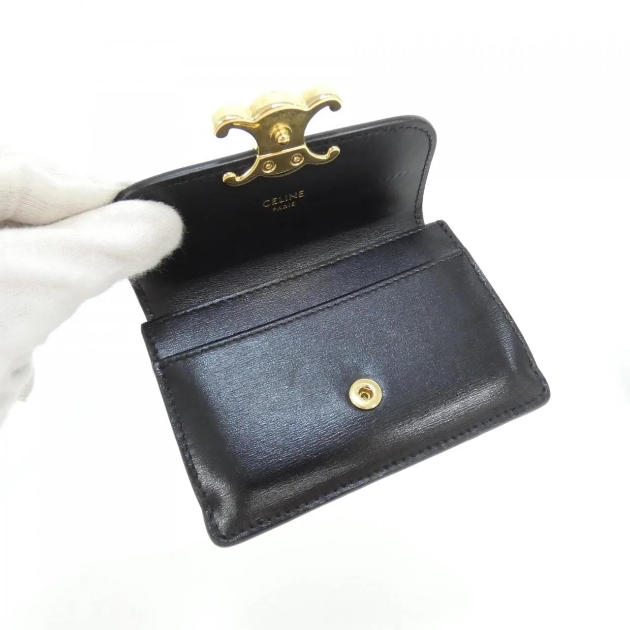 CELINE 10I583DPV Card Case Black Rank A - Thumbnail 6