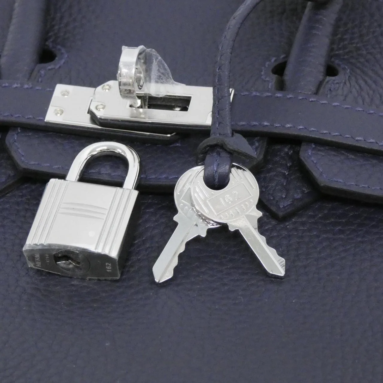 HERMES 041344CK Handbag Togo Blue Togo Leather - Thumbnail 4