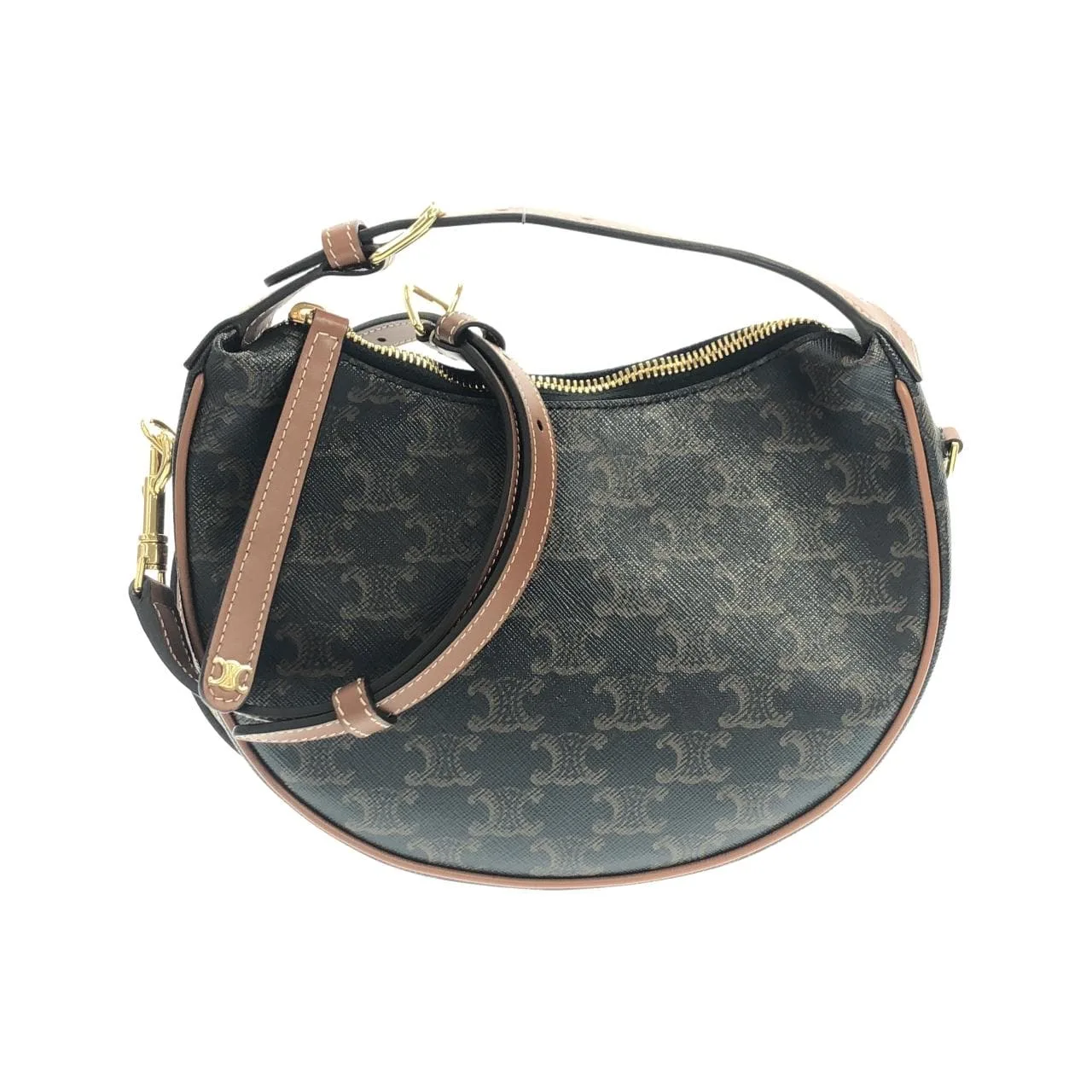 CELINE 120722FQM Shoulder Canvas Black