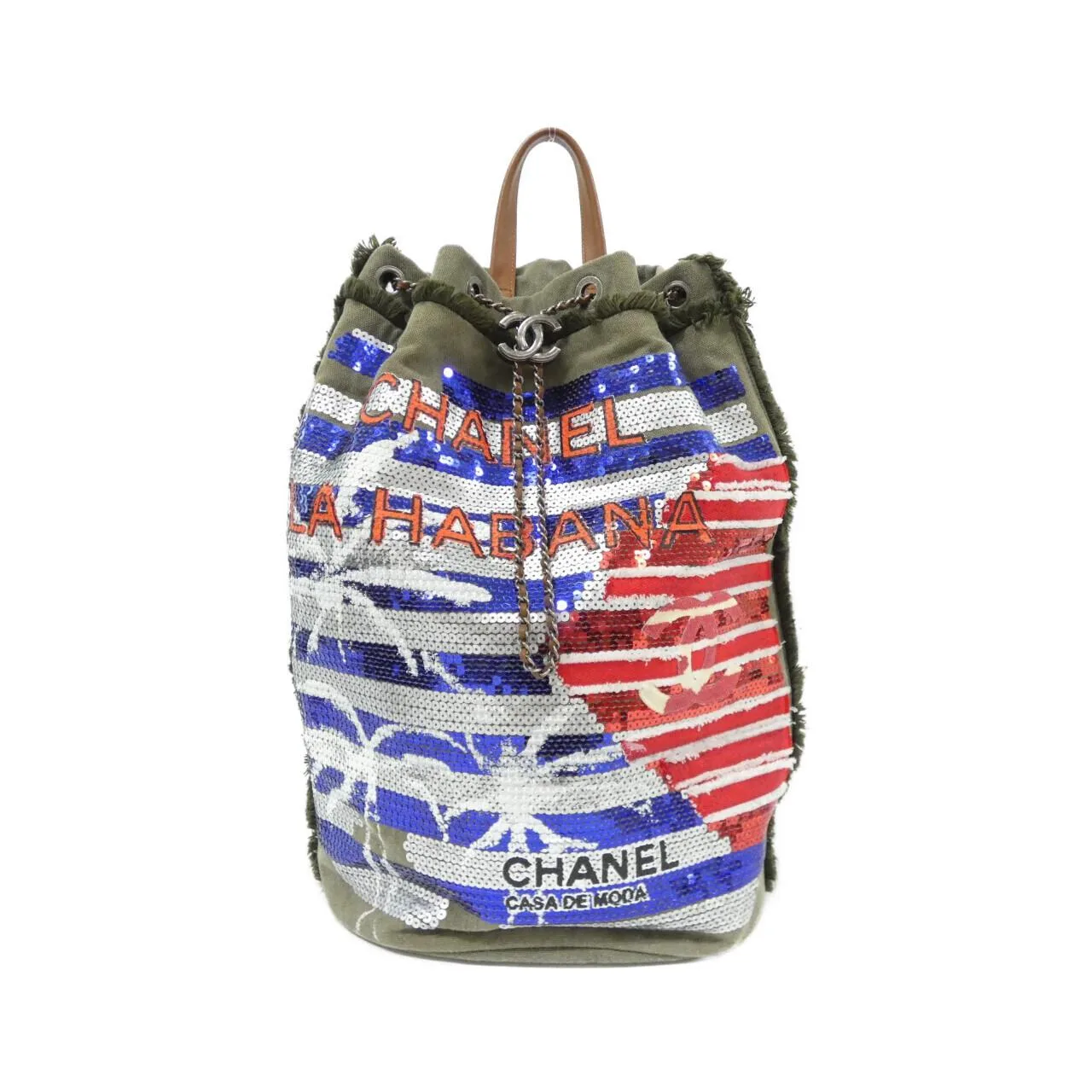 CHANEL 93671 Backpack Canvas Red