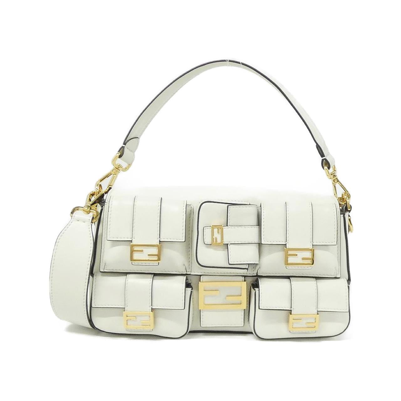 FENDI Baguette 8BR808 ABVE Shoulder Bag Lambskin White