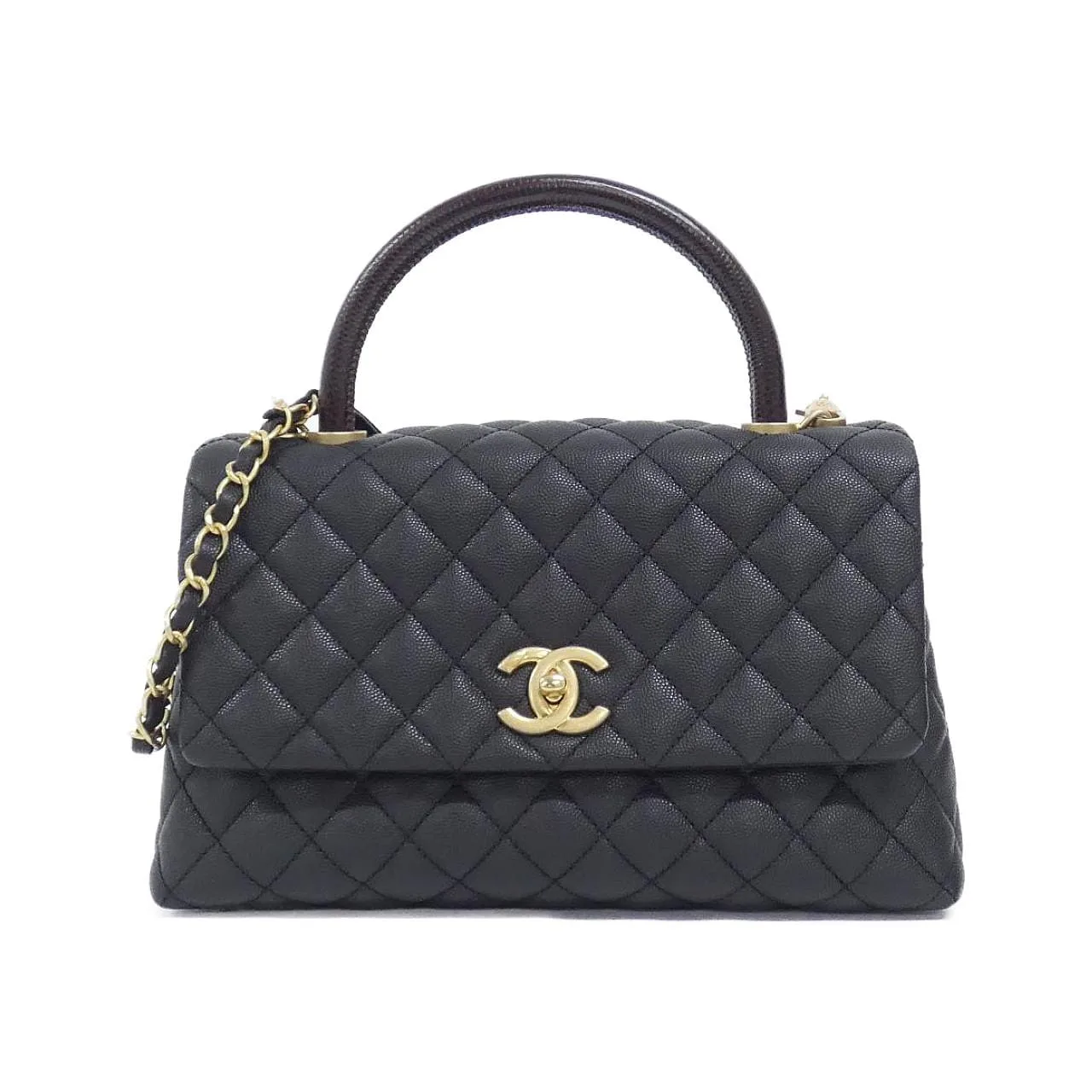 CHANEL Matelasse 92991 Handbag Grained Calfskin Black