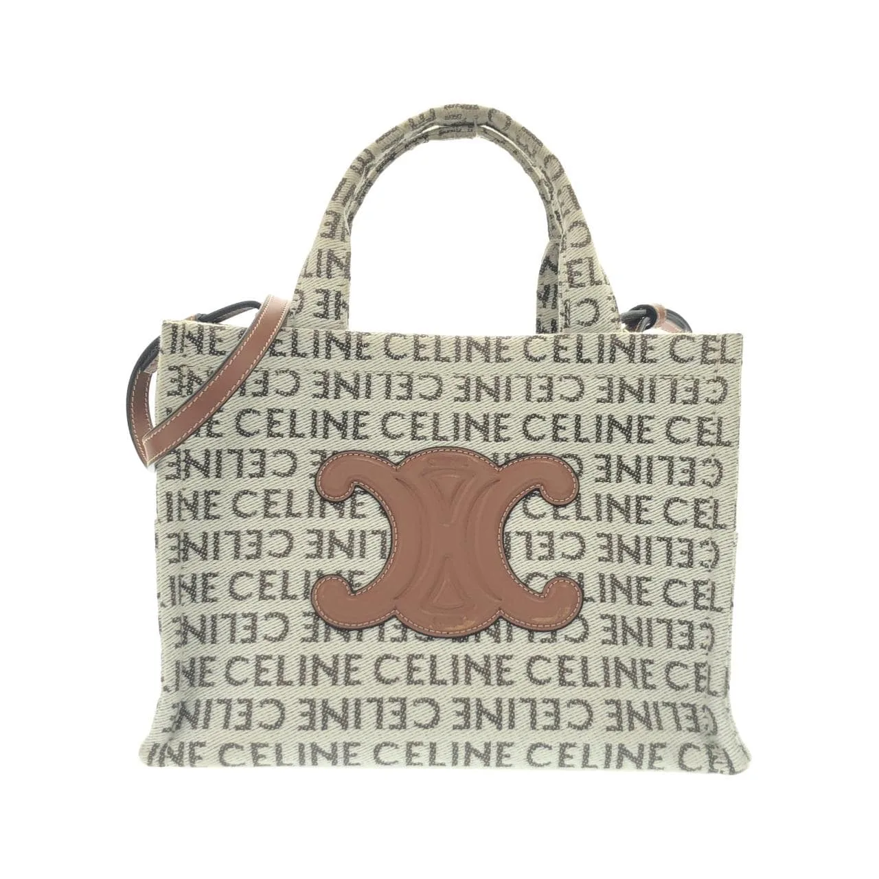 CELINE Cabas 199162FEF Handbag Canvas Black