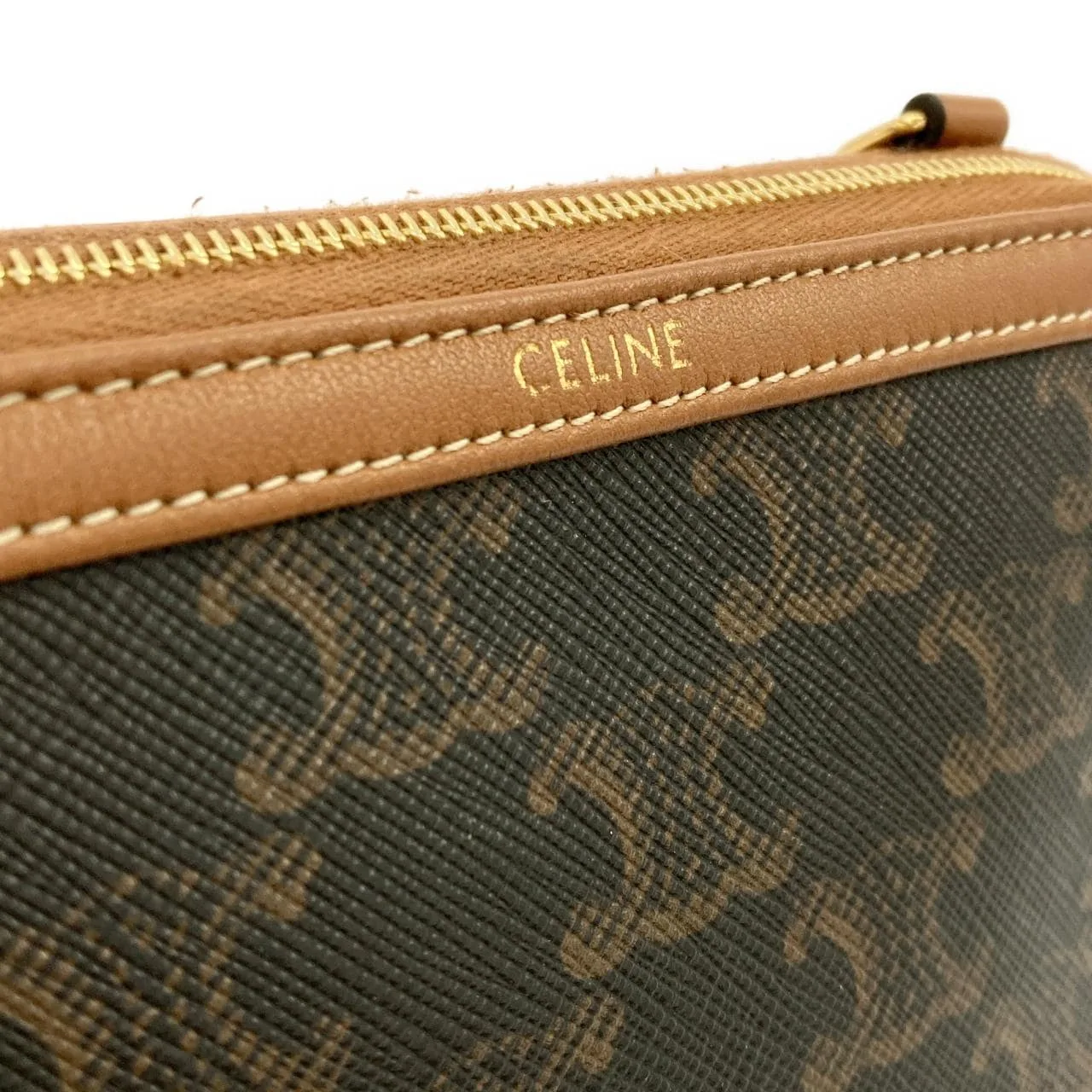 CELINE Triomphe 10E382CBX Shoulder Canvas 黑色 帆布 中古品A - 縮圖 3