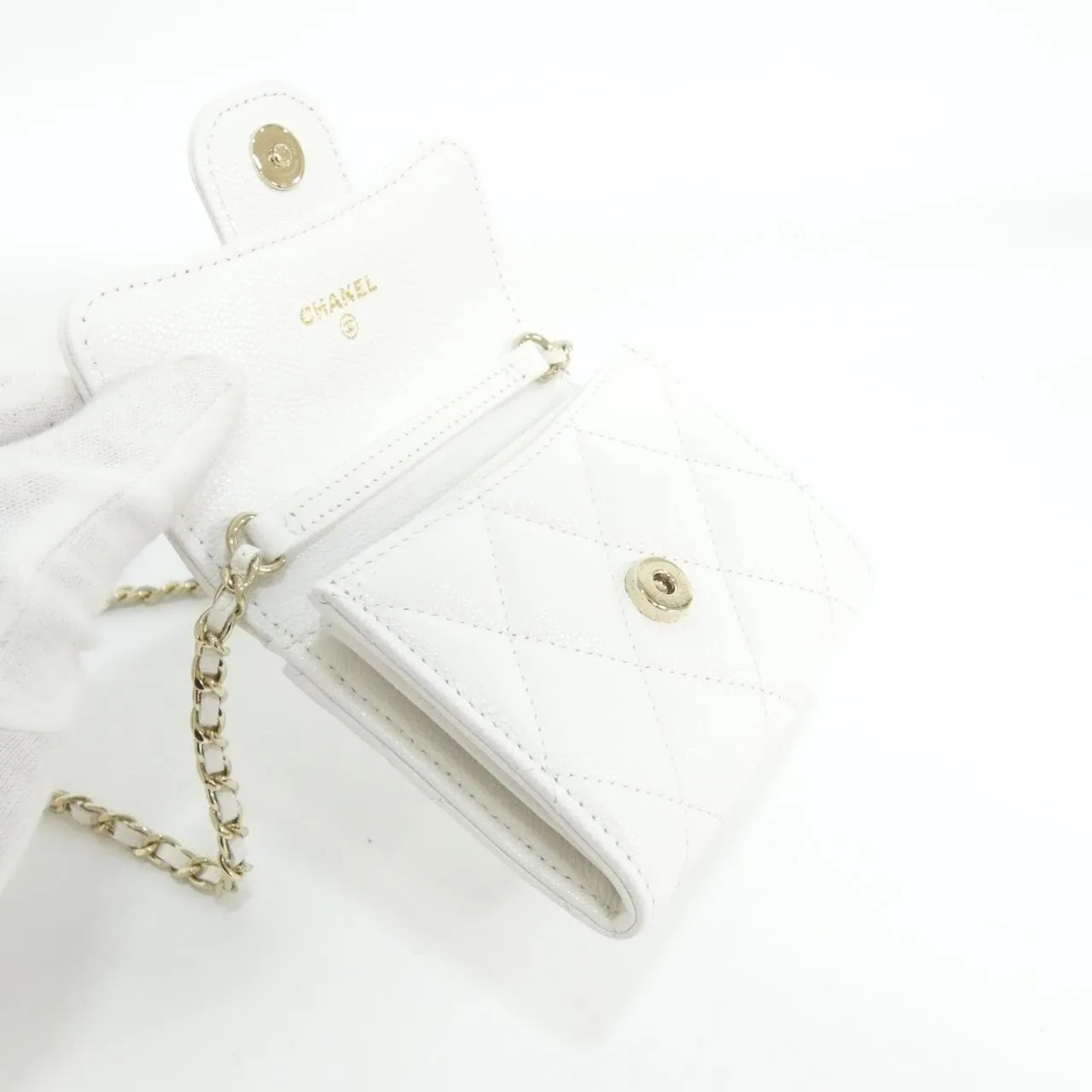 CHANEL Timeless Classic AP0238 Card Case Grained Calfskin White Grained Calfskin Rank A - Thumbnail 6