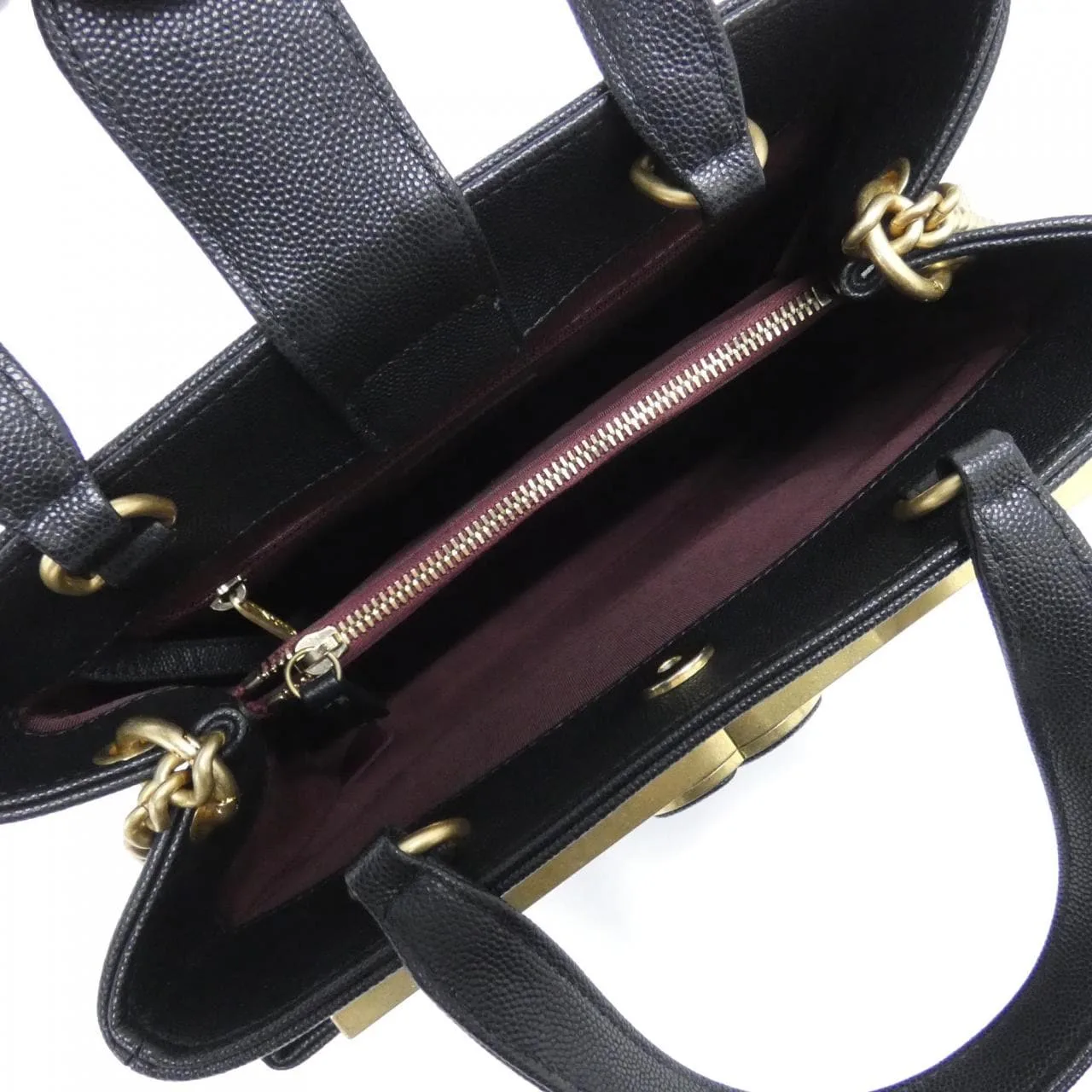 CHANEL Handbag Grained Calfskin Black Grained Calfskin Rank A - Thumbnail 8