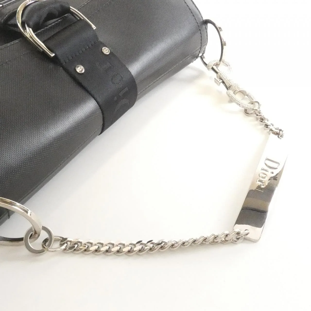 DIOR Handbag Canvas 黑色 帆布 中古品A - 縮圖 4