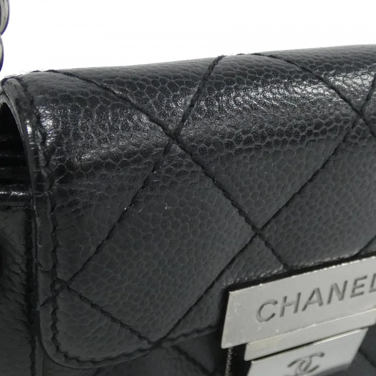 CHANEL Shoulder Caviar Leather Navy Caviar Leather Rank B - Thumbnail 4