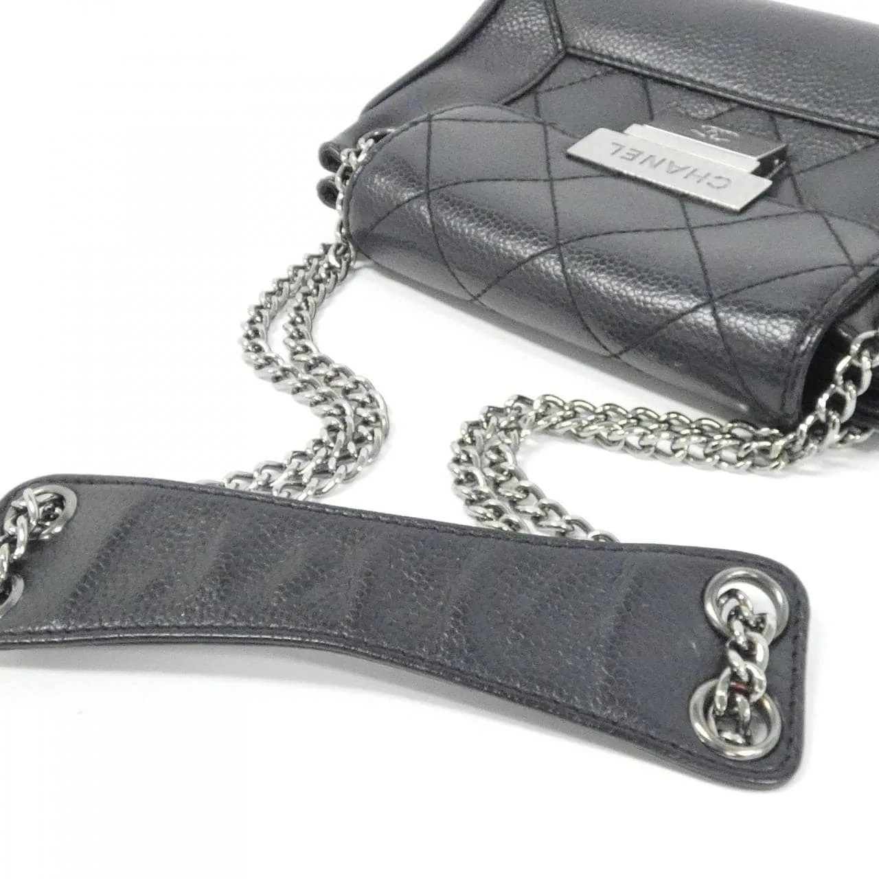 CHANEL Shoulder Caviar Leather Navy Caviar Leather Rank B - Thumbnail 8