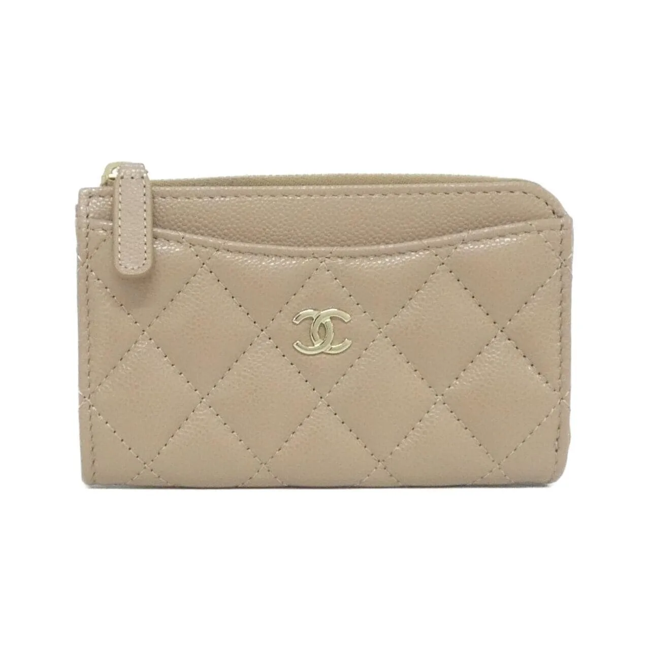 CHANEL Timeless Classic AP3179 Card Case Grained Calfskin Beige