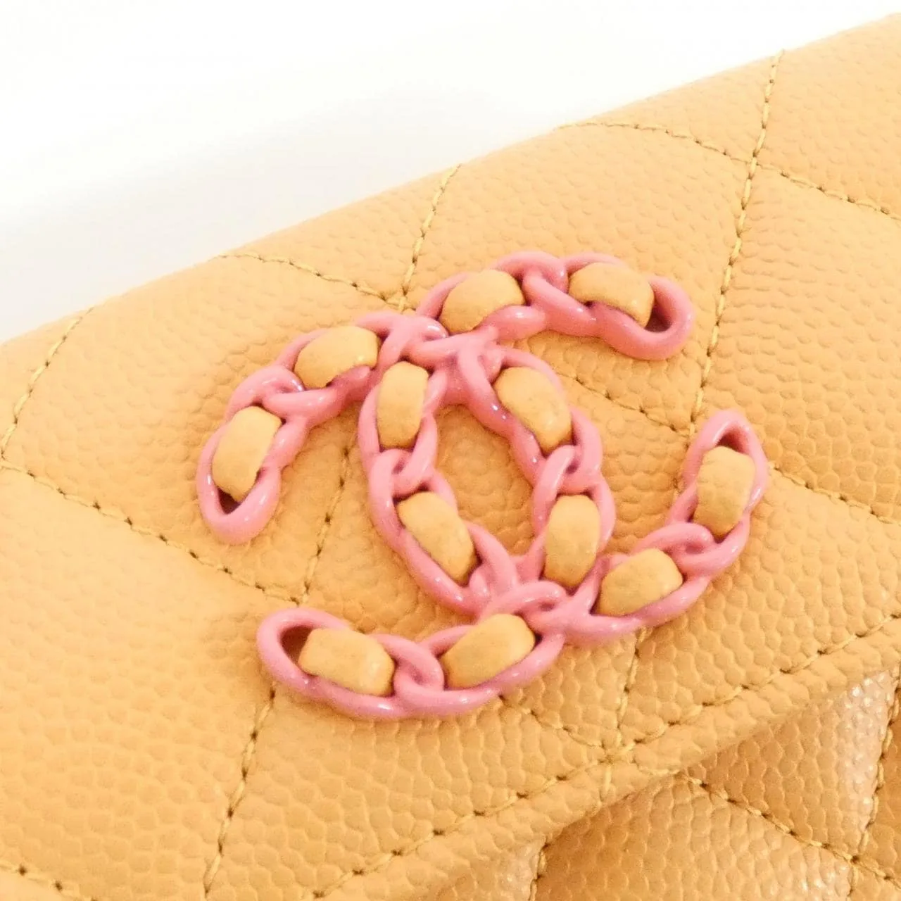 CHANEL Chanel 19 AP3711 Wallet Grained Calfskin 橙色 荔枝紋牛皮 中古品A - 縮圖 3