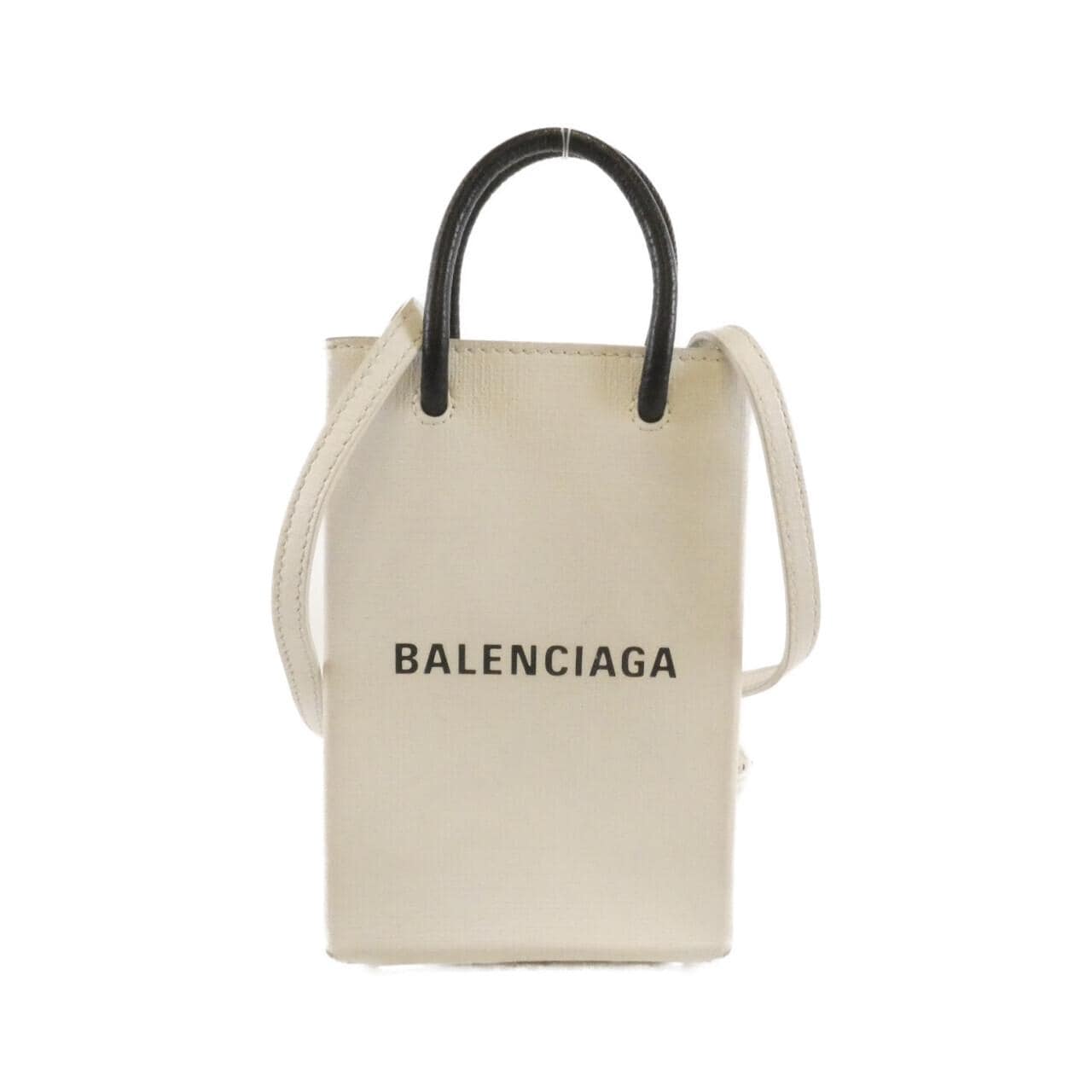 BALENCIAGA Hourglass 593826 0AI2N Handbag Leather White
