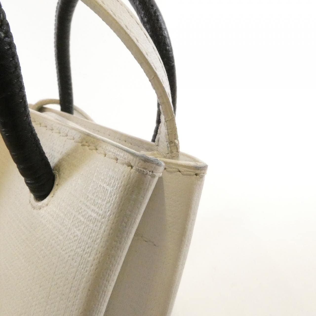 BALENCIAGA Hourglass 593826 0AI2N Handbag Leather White Leather - Thumbnail 5