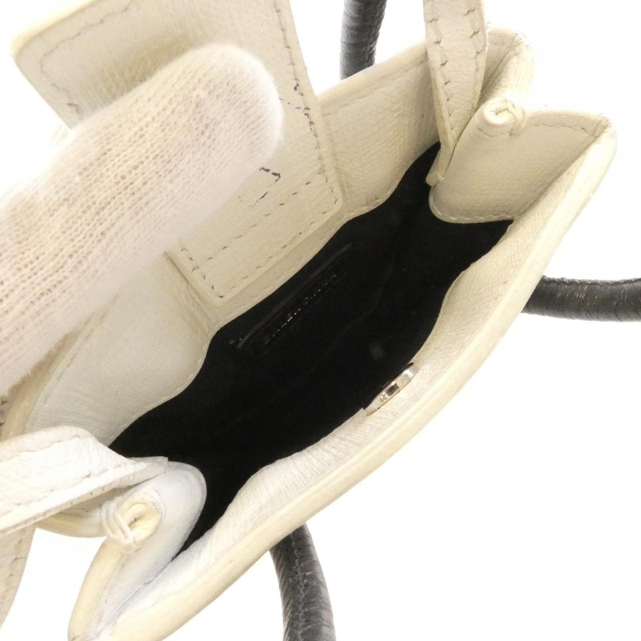 BALENCIAGA Hourglass 593826 0AI2N Handbag Leather White Leather - Thumbnail 6