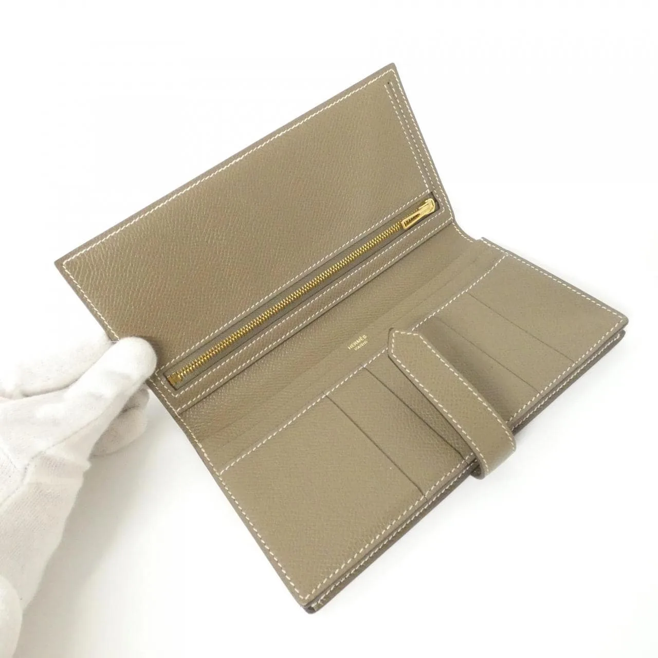 HERMES 039785CC Wallet Epsom Etoupe Epsom 皮 中古品A - 縮圖 8