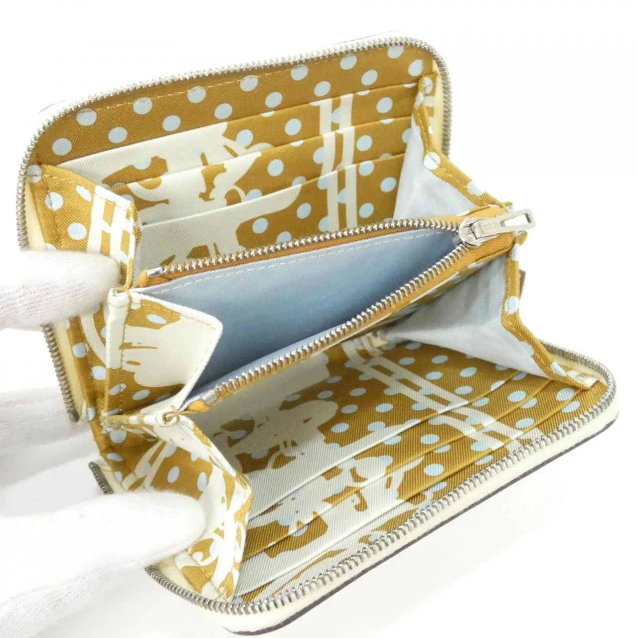 HERMES 075190CK Wallet Epsom 藍色 Epsom 皮 中古品A - 縮圖 5