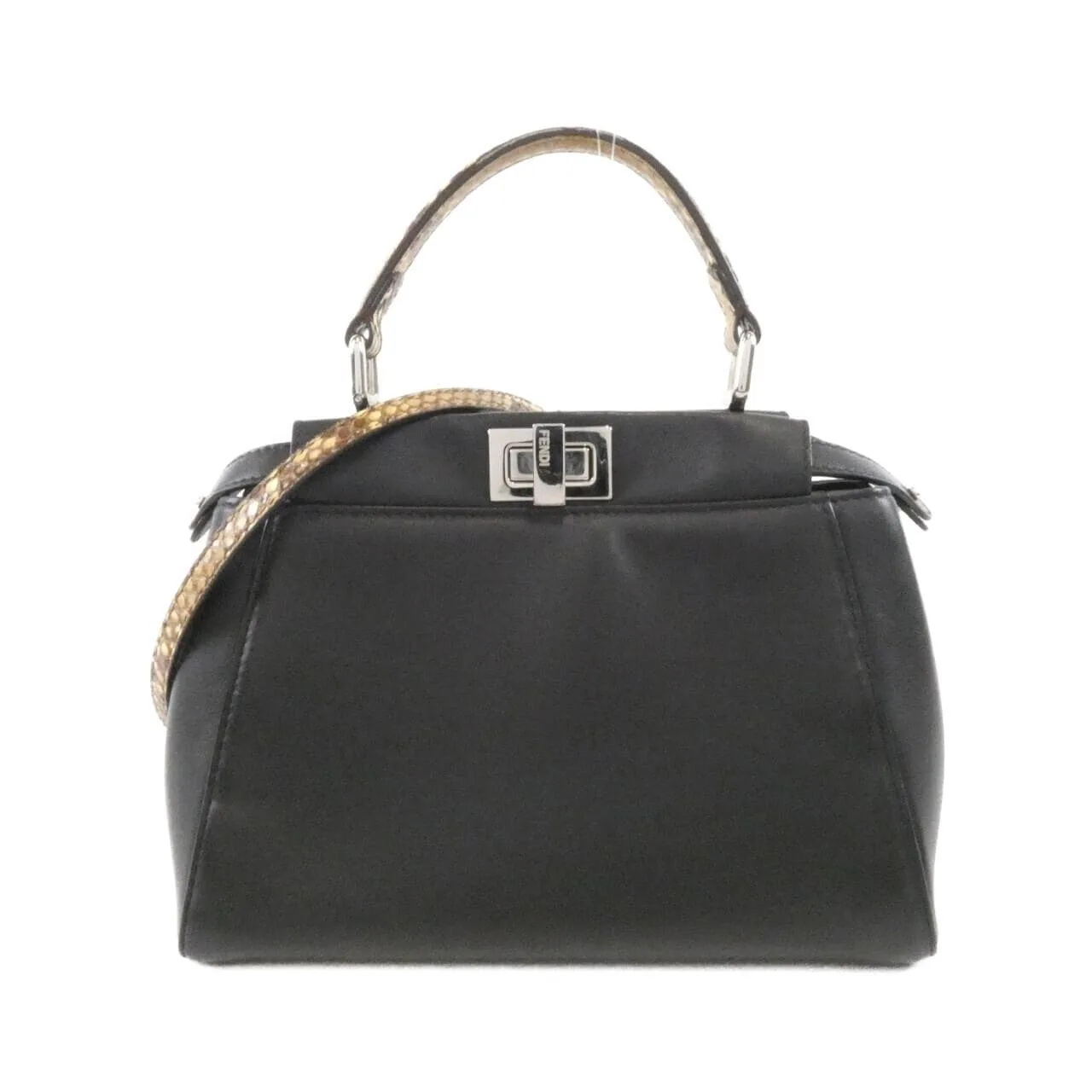 FENDI Peekaboo 8BN244 SGZ Handbag Python Black