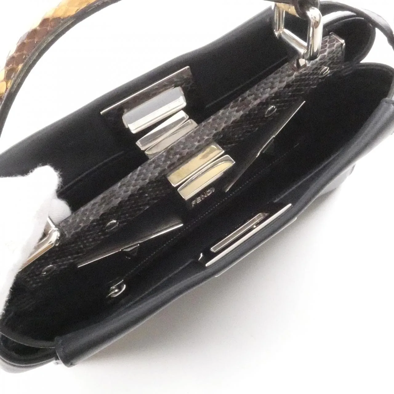 FENDI Peekaboo 8BN244 SGZ Handbag Python Black Python - Thumbnail 5