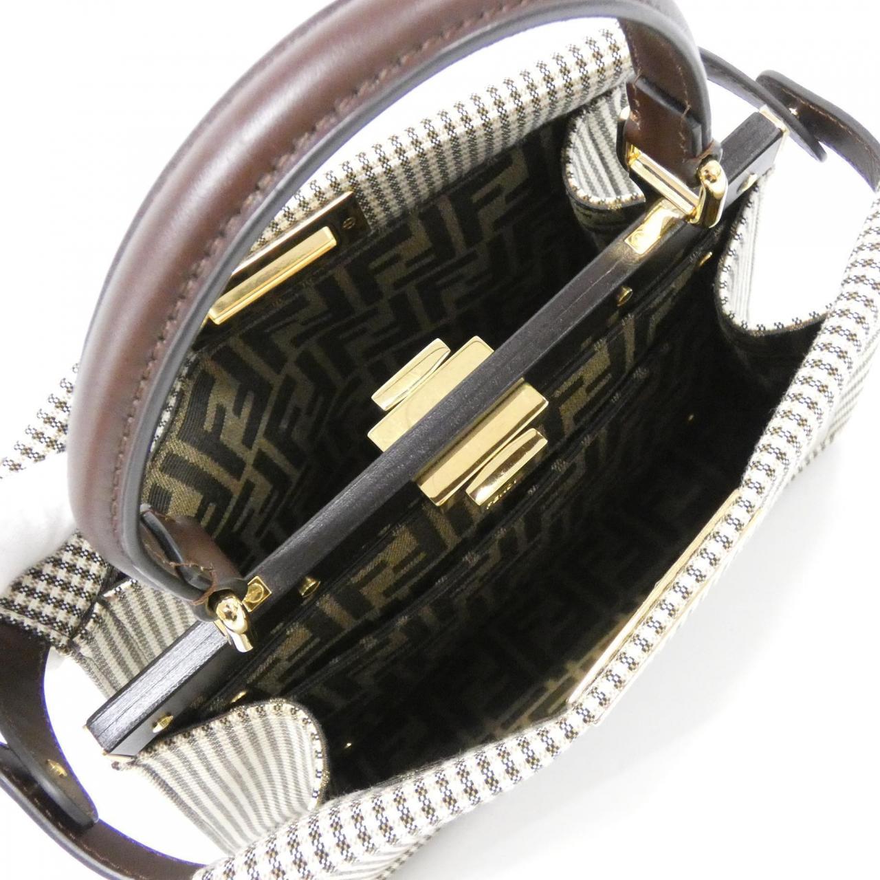 FENDI Peekaboo 8BN321 ALMT Bag Canvas 黑色 帆布 中古品A - 縮圖 6