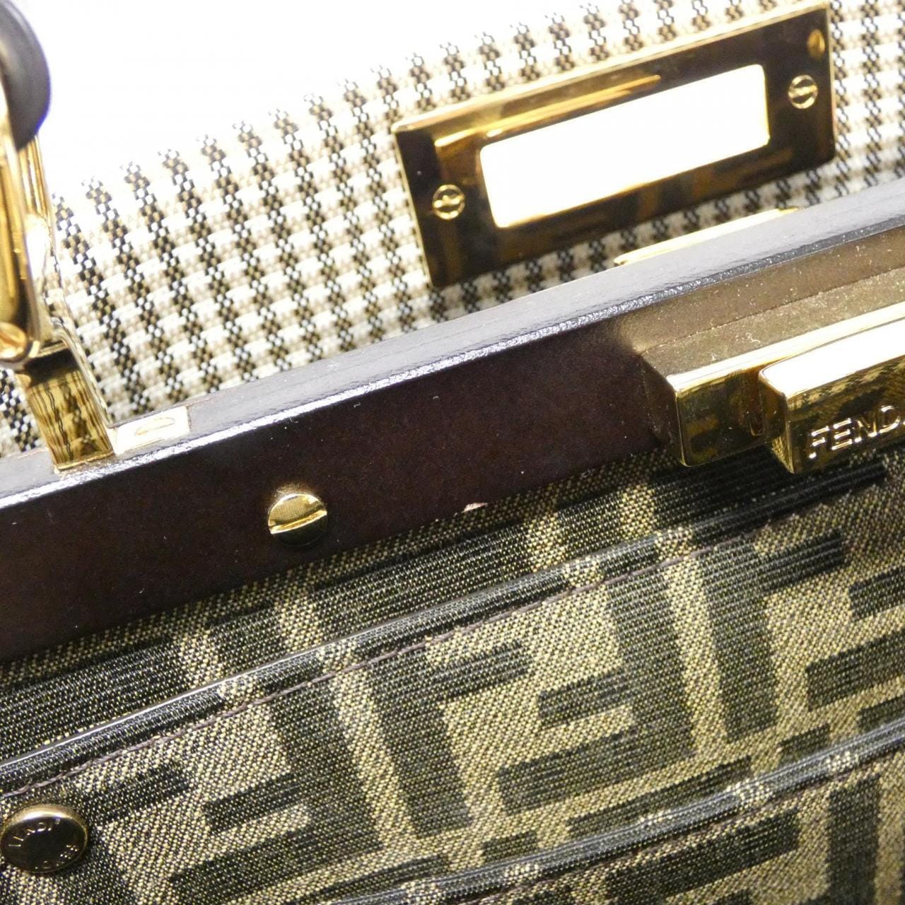 FENDI Peekaboo 8BN321 ALMT Bag Canvas 黑色 帆布 中古品A - 縮圖 7