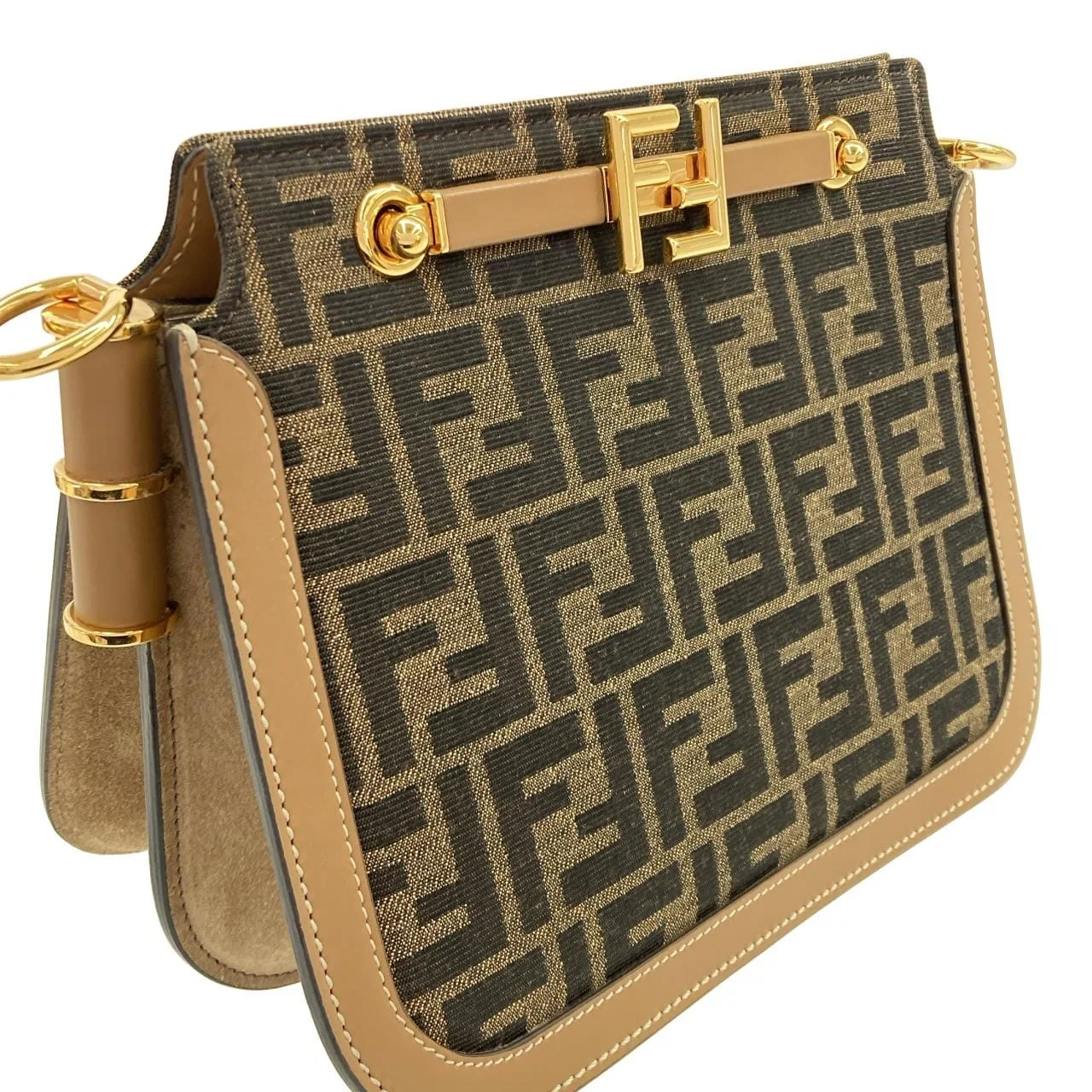 FENDI 8BT349 AGY6 Shoulder Canvas 金色 帆布 中古品A - 縮圖 4