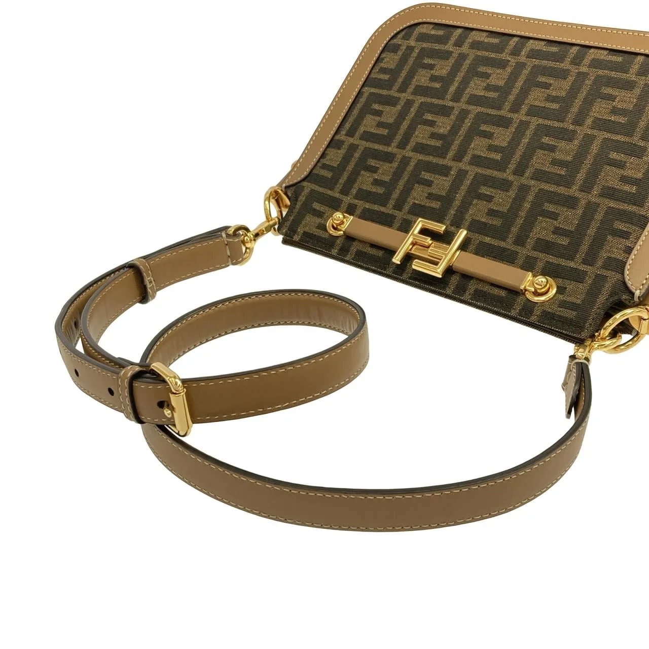 FENDI 8BT349 AGY6 Shoulder Canvas 金色 帆布 中古品A - 縮圖 5