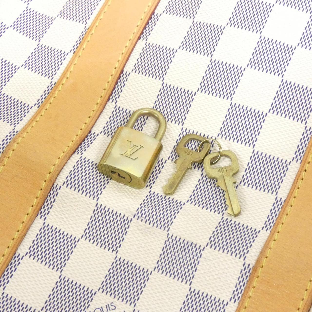 LOUIS VUITTON Keepall N48223 Boston Bag Damier 黑色 Damier 中古品A - 縮圖 6