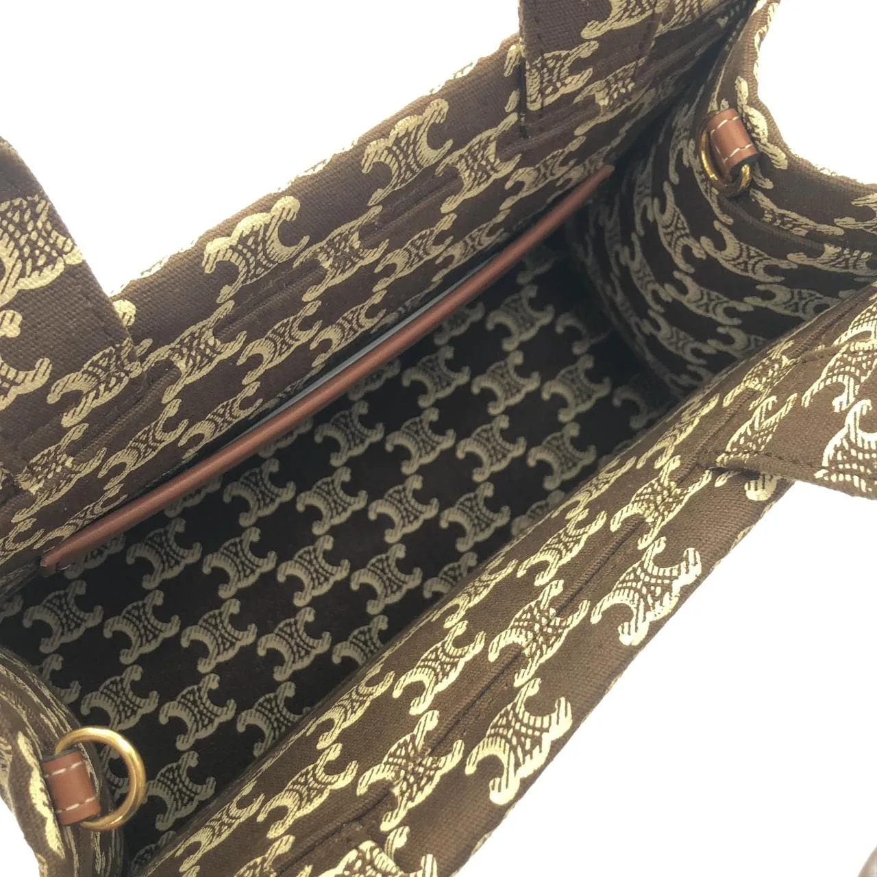 CELINE Cabas 199162FOK Handbag Canvas 棕色 帆布 中古品A - 縮圖 6