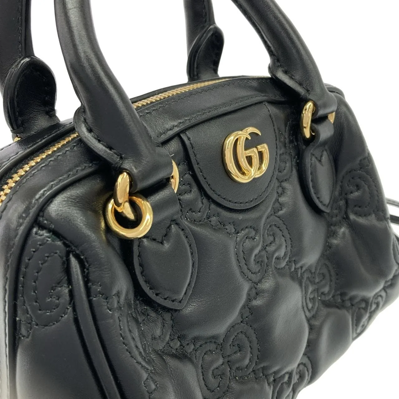 GUCCI 702251 UM8HG Handbag Leather 黑色 皮革 中古品A - 縮圖 4
