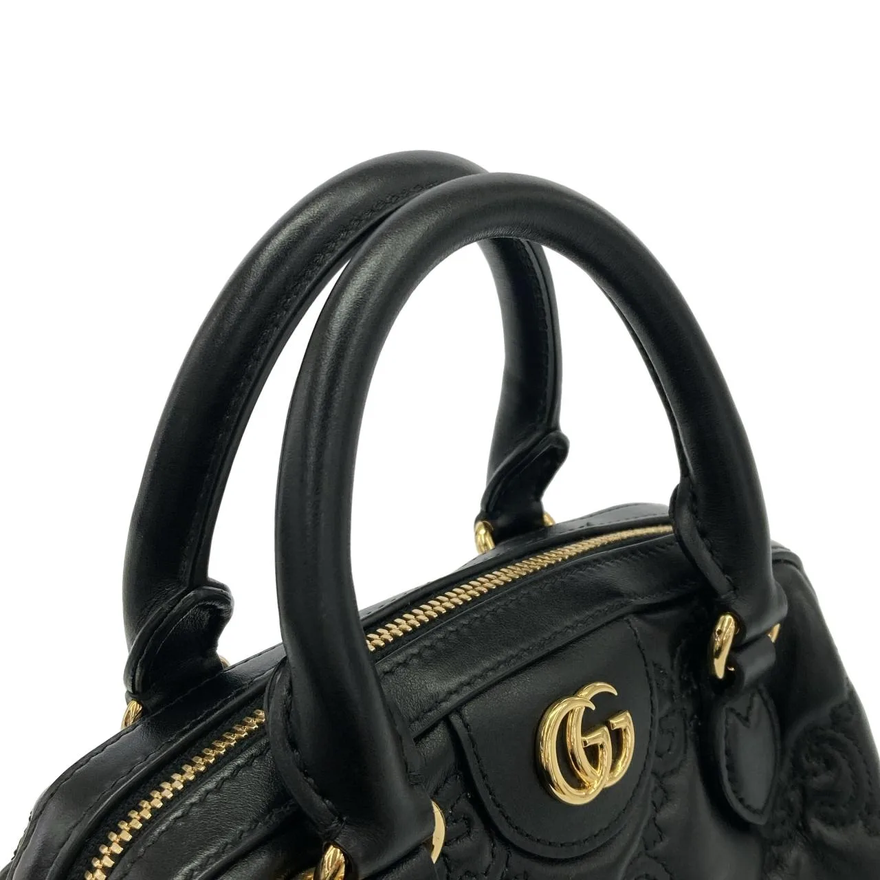 GUCCI 702251 UM8HG Handbag Leather 黑色 皮革 中古品A - 縮圖 5