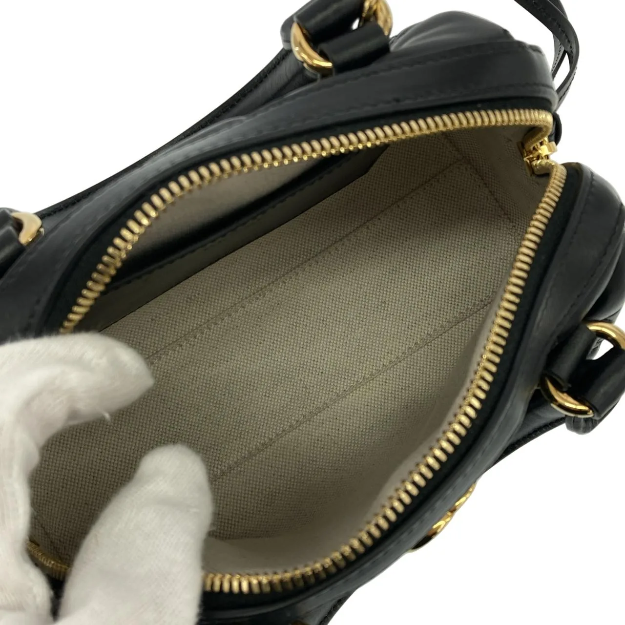 GUCCI 702251 UM8HG Handbag Leather 黑色 皮革 中古品A - 縮圖 6
